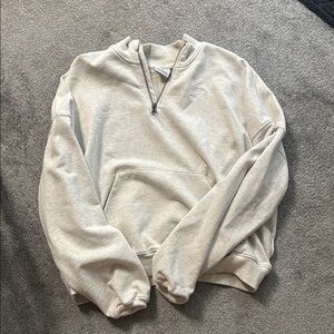 Women's White Quarter-Zip Sweater